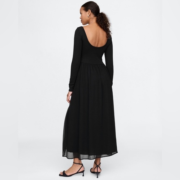 NWT! GAP Black Mixed Media Maxi Dress - Size Medium 🧡 - Picture 2 of 8